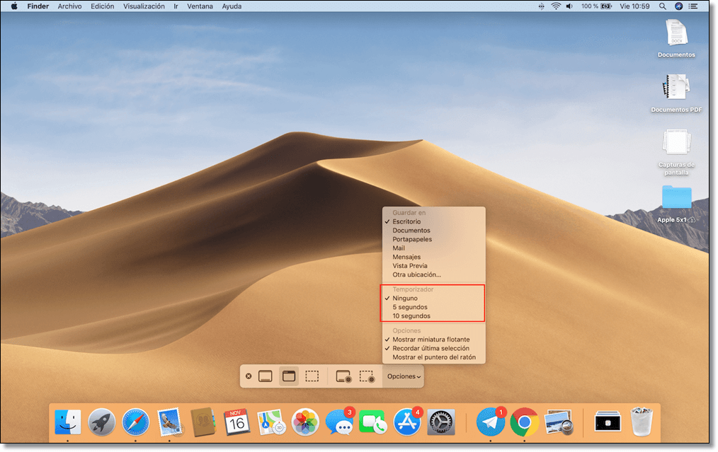 Use a timer when taking screenshots on Mac